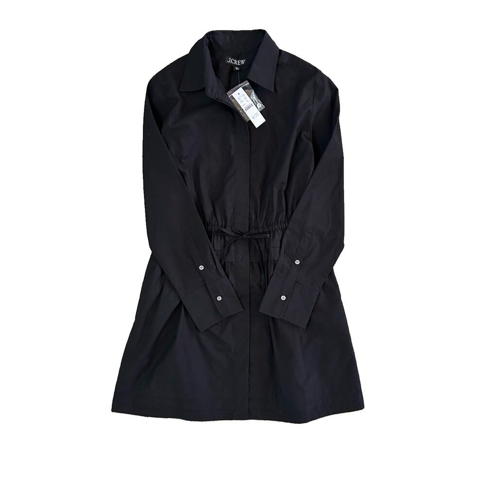 NWT J. Crew Elena Poplin Cotton Shirt Dress Black Women’s 2P Preppy Minimalist - Picture 6 of 10